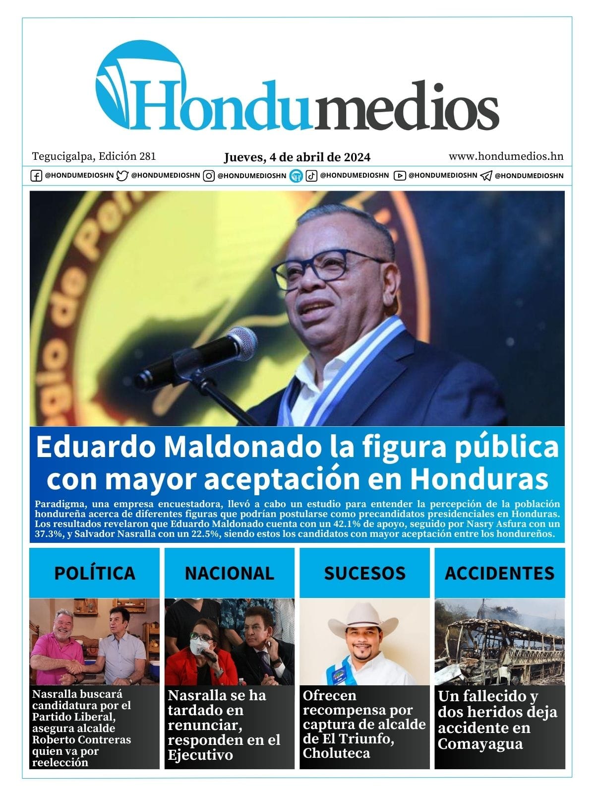 Portada Para El Jueves De Abril Del Hondumedios