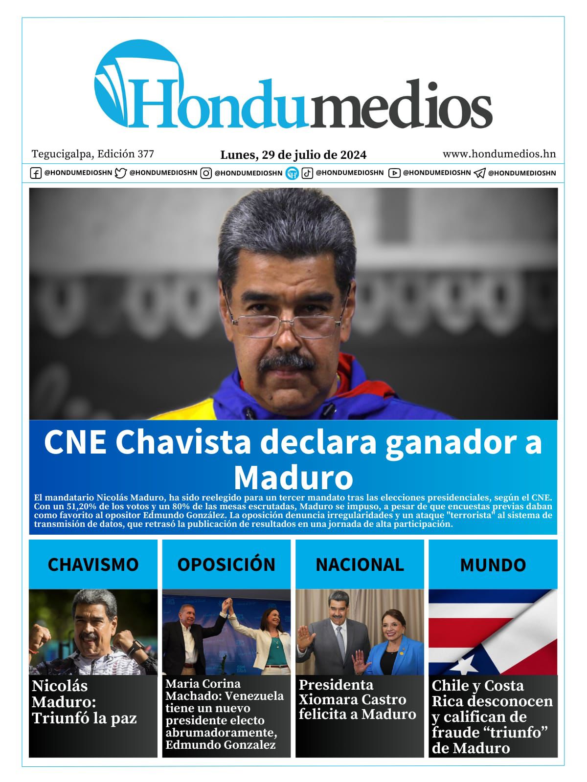 Portada Para Este Lunes 29 De Julio Del 2024